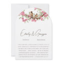 Pink & Gray Vintage Love Birds Wedding Invitation invitation