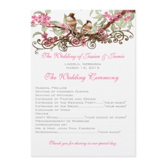 Pink & Grey Vintage Love Birds Wedding Invitation invitation