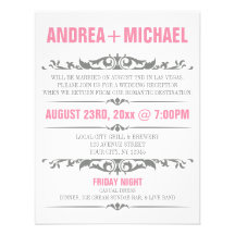 Pink & Gray Wedding Reception ONLY Invitations