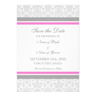 Pink Gray Wedding Save the Date Card