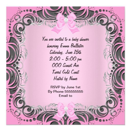Pink Gray Zebra Baby Shower Cute Baby Girl Custom Announcements
