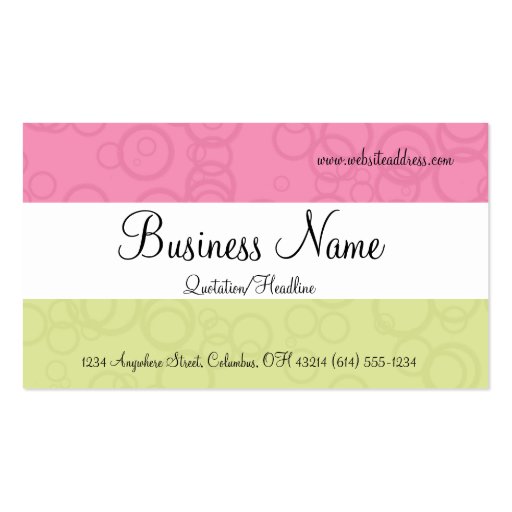 Pink & Green 2 Circles Business Cards (front side)