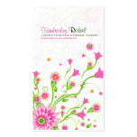 Pink & Green Abstract Floral Design-Light business cards