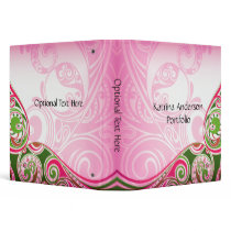 Pink Green Abstract Swirls Avery Binder