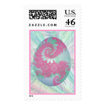 Pink Green and Blue Painted Egg postage