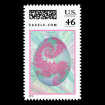 Pink Green and Blue Painted Egg stamps
