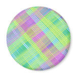 Pink, Green, and Blue Plaid Fridge Magnet