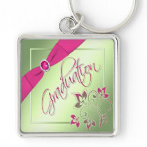 Pink, Green, and Yellow Graduation Keychain