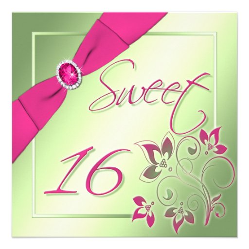 Pink, Green, and Yellow Sweet Sixteen Invitation