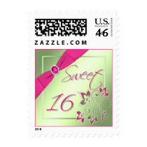 Pink, Green, and Yellow Sweet Sixteen Postage