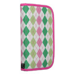 Pink & Green Argyle Pattern Smartphone Folio Organizers