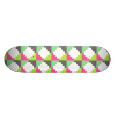 Pink Green Aztec Andes Tribal Block Pattern Skate Board Decks