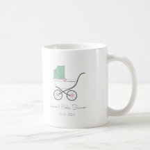 Pink & Green Baby Carriage Shower Favor Mug