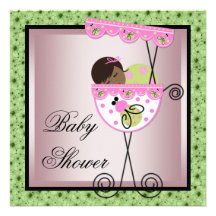Pink Green Baby Girl Shower Invitations
