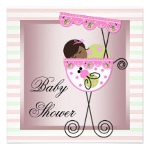 Pink Green Baby Girl Shower Invitations