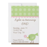 Pink + Green Birdie Party Invitation