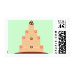 Pink Green Brown Wedding Cake Postage
