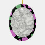pink green circle photoframe ornaments
