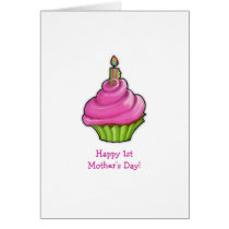Pink & Green Cupcake 1st Mother's Day cards