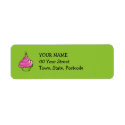 Pink & Green Cupcake green Return Address Label label