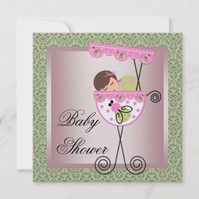 Green  Pink Baby Shower on Pink Green Damask Baby Girl Shower Invitations From Zazzle Com