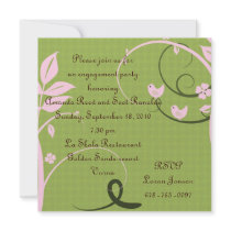 pink & green engagement invitations