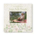 Pink green floral in memoriam photo fridge magnet