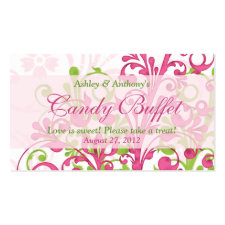 Pink Green Floral Wedding Candy Buffet Gift Cards profilecard
