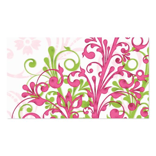 Pink Green Floral Wedding Candy Buffet Gift Cards Business Card Template (back side)