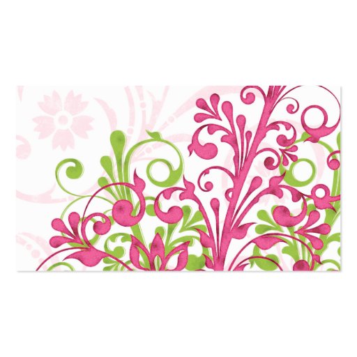 Pink Green Floral Wedding Place or Escort Cards Business Card Template (back side)