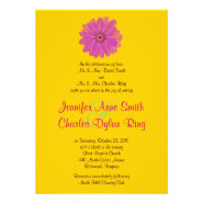 Pink & Green Gerber Daisy Wedding Invitation