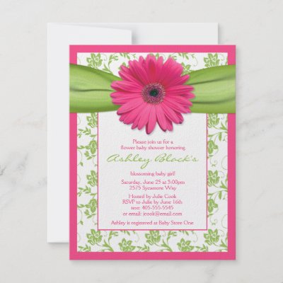  Baby Shower Invitations on Pink Green Gerbera Daisy Baby Shower Invitation From Zazzle Com