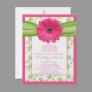 Pink Green Gerbera Daisy Bridal Shower Invitation