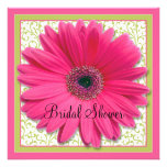 Pink Green Gerbera Daisy Bridal Shower Invitation
