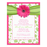 Pink Green Gerbera Daisy Bridal Shower Invitation