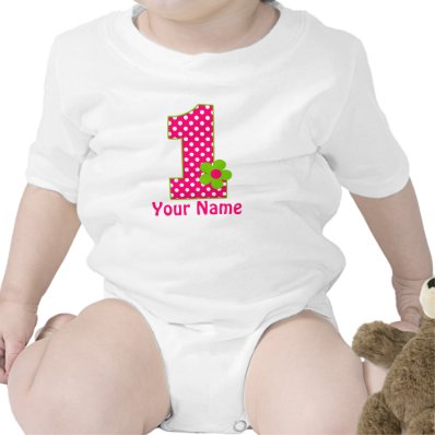Pink Green Girls Personalized 1st BIrthday Shirt