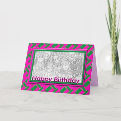 pink green Happy Birthday photo frame Cards by DonnasPhotoFrames