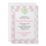 Pink / Green Modern Dot Baptism Invitation