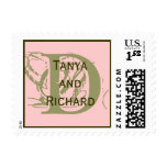 Pink Green Monogram D Wedding Names Postage