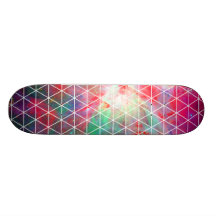 Pink Green Nebula Net Pattern Skateboard