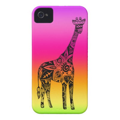 Pink & Green Neon Giraffe Iphone 4 Covers