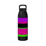 Pink/Green Neon Stripes Water Bottle