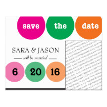 Pink, Green, Orange Circles Save the Date Post Card