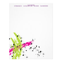 Pink Green Paint Splash Ink Letterhead Stationery