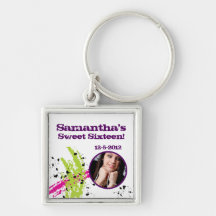 Pink Green Paint Splash Ink Splotch Drop Key Chain