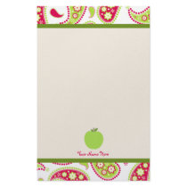 Pink & Green Paisley Apple Teacher Stationery