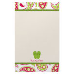 Pink & Green Paisley, Green Flip Flops Stationery