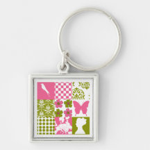 Pink & Green Patchwork Keychains