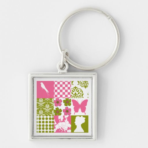 Pink & Green Patchwork Keychains