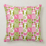 Pink & Green Patchwork Throw Pillows
